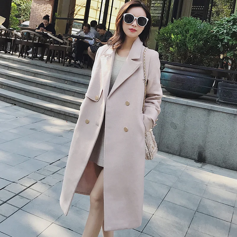 

Medium and long woolen coat, female knee clearance, new Korean version, skinny 2019 autumn and winter coat