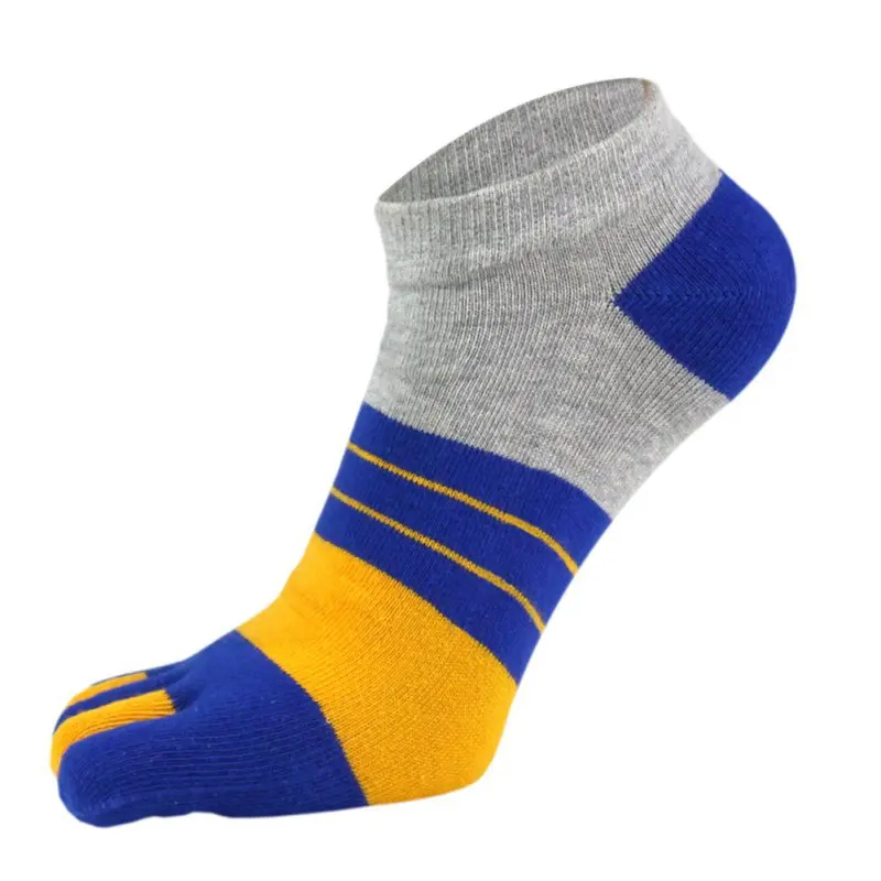 Летние мужские носки, хлопковые носки с пятью пальцами, дышащие мужские носки, повседневные носки - Цвет: Синий
