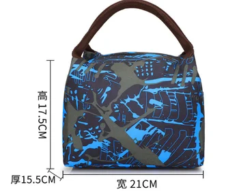 

New lunch box bag blue gray graffiti canvas women handbag lunch bag mummy bag lunch bag