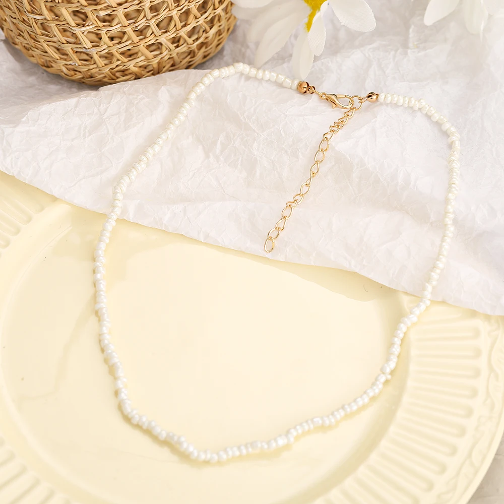 2021 New Lovely Daisy Flower Colorful Beads Pearl Clavicle Choker Necklace for Women Girls Spring Summer Jewelry Wholesale 