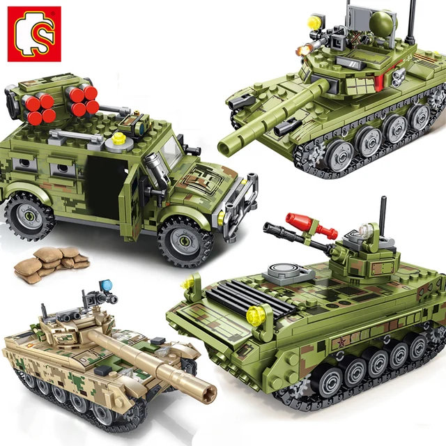 SEMBO Military Panzer Tank Vehicle Model Building Blocks WW2 Army Weapon Action Soldier Figures Enlighten Bricks Toys For Kids 1