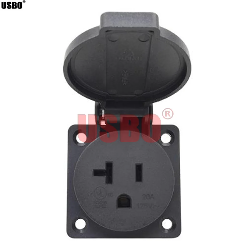 Черный 15A/20A 125V круглая крышка IP44 Американский Открытый водонепроницаемый разъем питания промышленный водонепроницаемый разъем