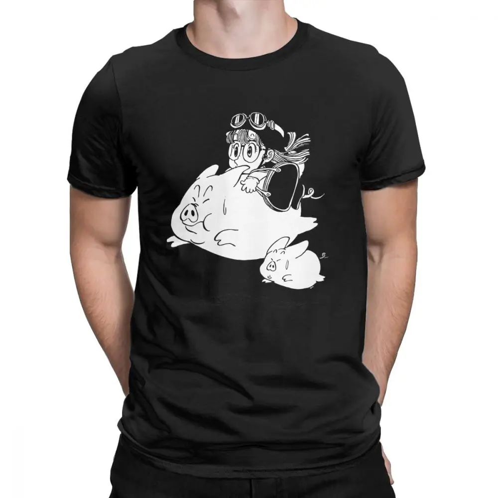 Arale Pigs мужские футболки Dr Slump Toriyama Аниме Манга 90s милый робот 80s новинка футболка с коротким рукавом футболки хлопок - Цвет: Черный