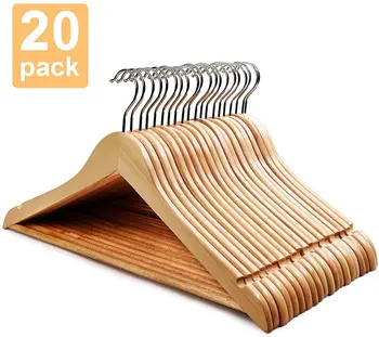 

HOUSE DAY Wooden Hangers 20 Pack Hangers Wood Hangers Wooden Clothes Hanger Natural Smooth Finish Wooden Hanger Premium Wooden H