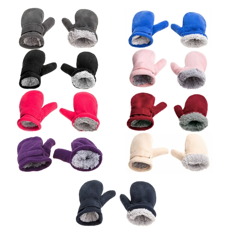 Winter Warm Thicken Baby Gloves toddler infant winter mittens lined with fleece easy-on baby boys girls outdoor mittens