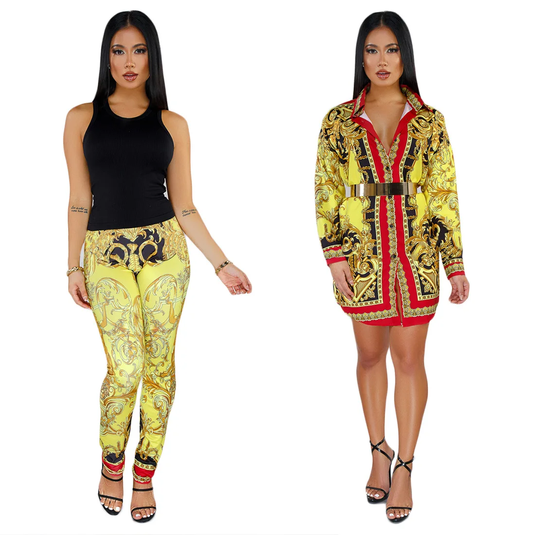 

Winter Africa Women's Set Full Sleeve Tracksuit Africa National Print Shirt Tops Pants Suit Two Piece Set Night Club Party Sexy