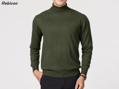 green Кашемировый мужской свитер с высоким воротом, Осень-зима, sueter hombre, одежда, Классическая трикотажная одежда, мужские пуловеры мужские свитера - Цвет: green