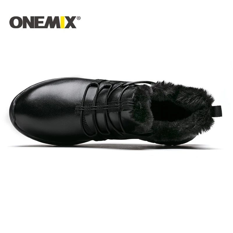 ONEMIX 2020 Мужская обувь для бега теплая зимняя кожаная Светоотражающая Спортивная