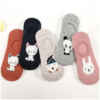 

Cartoon Cotton Rabbit Cat Panda Women Socks Creative Casual Cotton Sock For Female Cute Girls Low Cut Ped Boat Socks XW20