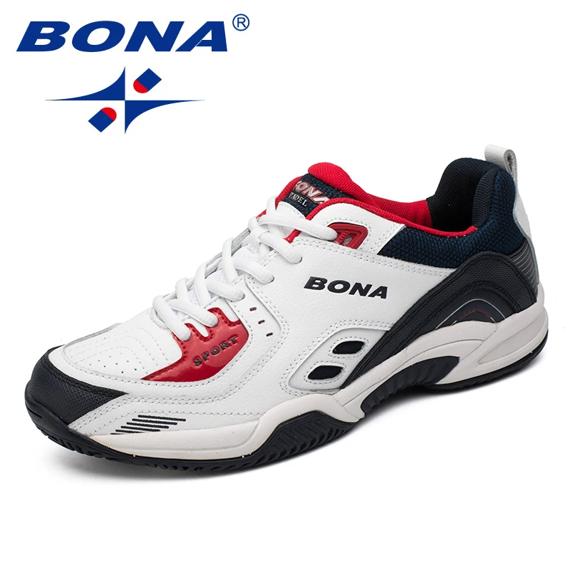 

BONA Men White Tennis shoes Comfortable Man Athletic Shoes Light Outdoor High-Tech Sport Shoes Walking Trainers Jogging Sneakers