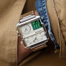 Mark Fairwhale Reloj de pulsera Digital para hombre, cronógrafo multifuncional, resistente al agua, con espejo Hardlex, 24 horas
