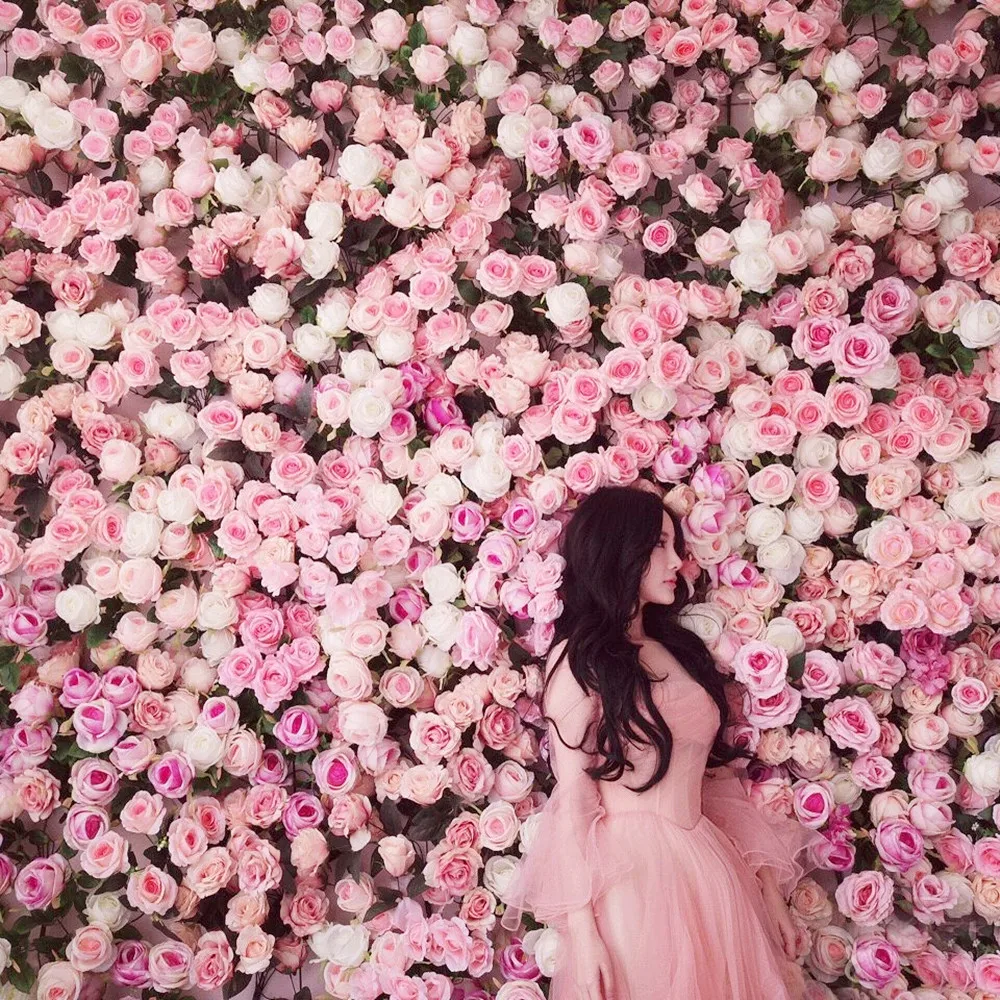 Fake Flower Wall Panels Artificial Hydrangea Wedding Venue Background Wall Decoration Garden Party Backdrop Decor 60X40CM 