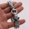 Viking Wolf Charm Bracelet Men's Stainless Steel Mesh Chain Wolf Punk Rock Bracelets Biker Jewelr 1
