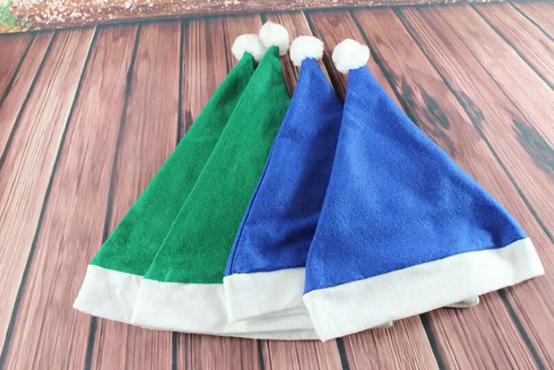 TECHOME New Style Christmas Decorations Adult Christmas Hat Christmas Dress Hat Blue Green non-woven Cap Winter Hat Warm Caps