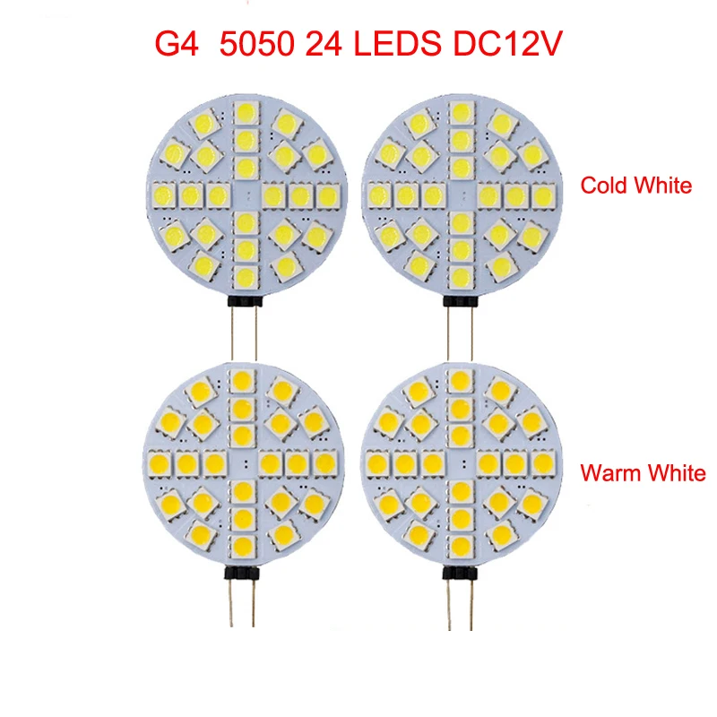 

10pcs G4 Led Car Bulb Led Spotlight 3W 5050 24 Leds DC12V Warm Cold White Crystal Lamp Replace Halogen Light For Home