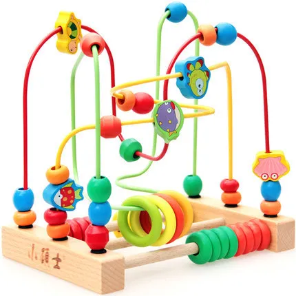 

New Products Large Size Children Beaded Bracelet Bead-stringing Toy Baby Educational Force 0-1-2-3-Year-Old Wooden Toys