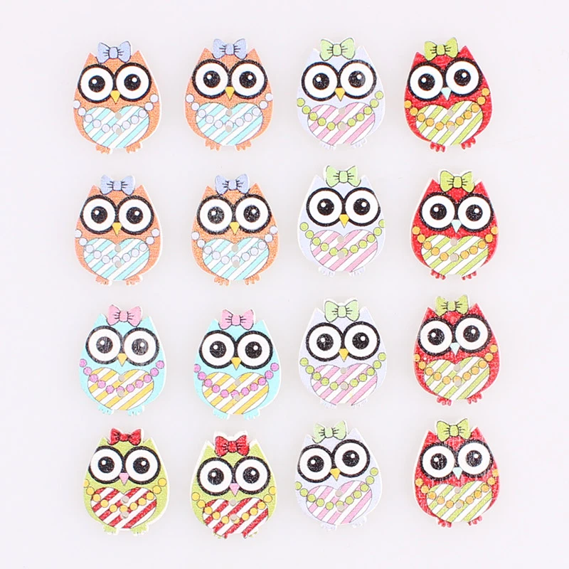 Деревянные пуговицы с 2 отверстиями для совы Рождественские декоративные