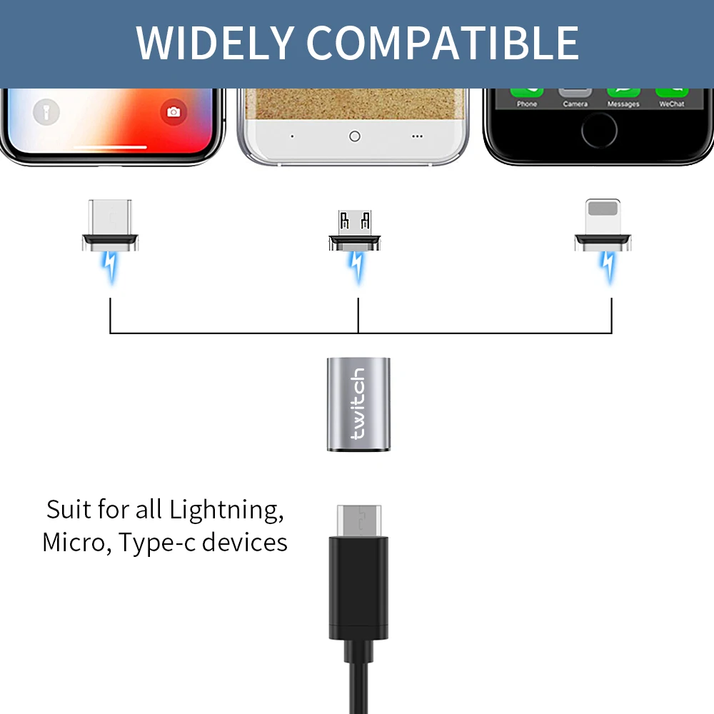 Магнитный адаптер Twitch Micro USB к C коннектор для Iphone Xiaomi Huawei Samsung зарядки|Переходники