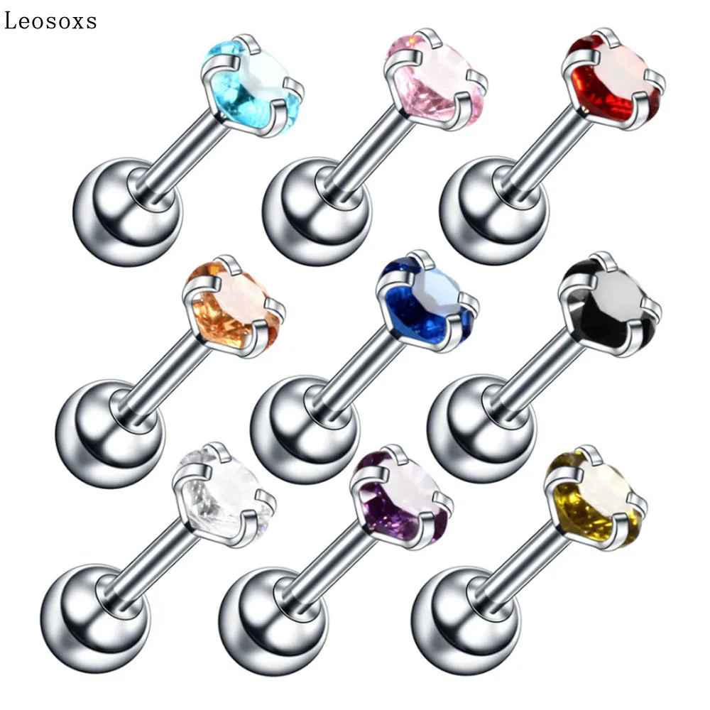 

Leosoxs European and American round earrings ear bone nails hypoallergenic small earrings stainless steel body piercing jewelry