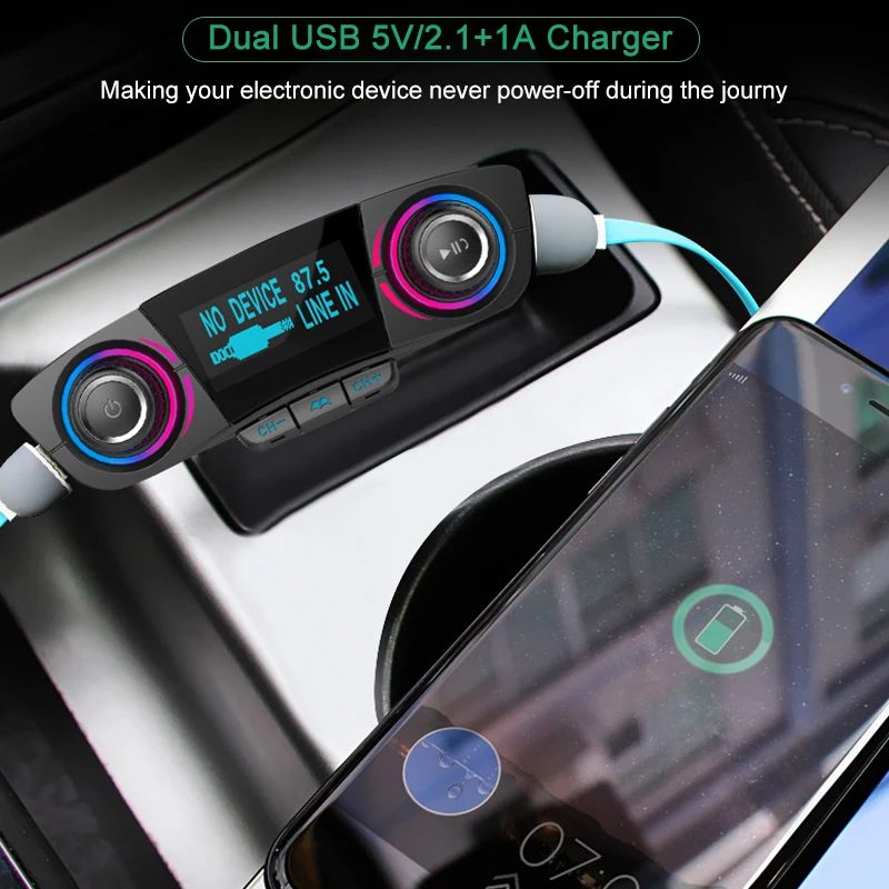 Аудио Автомобильный MP3 плеер USB модулятор Bluetooth FM передатчик светодиодный двойной