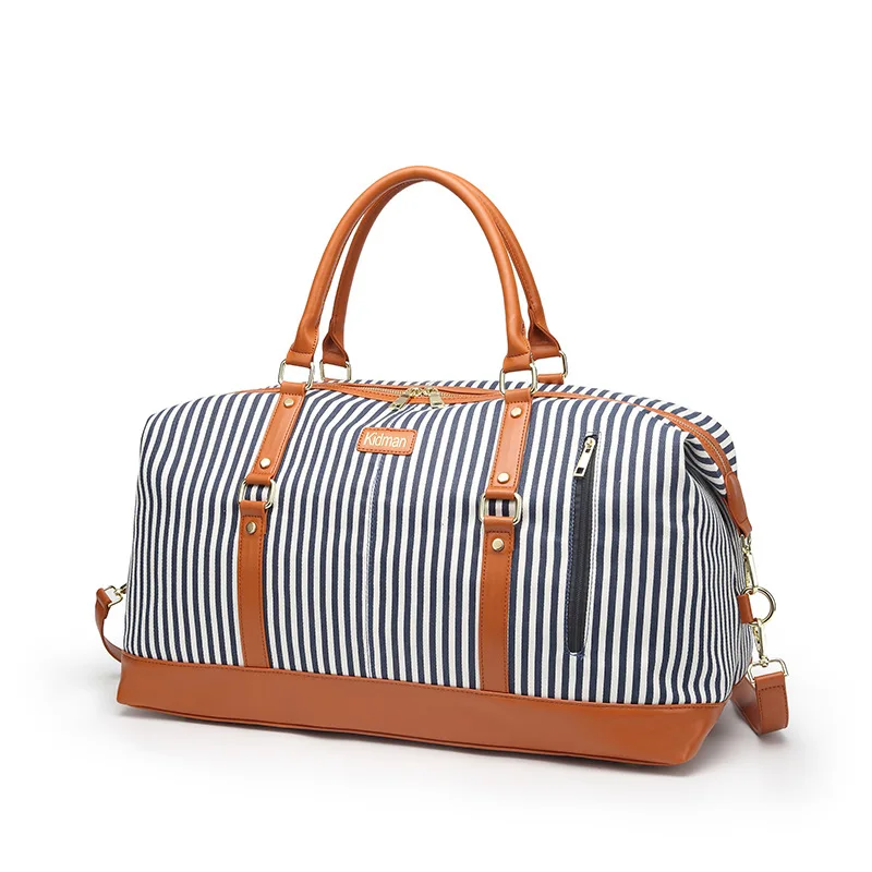 

2019 New Style Stripes Large Capacity Travel Bag Korean-style Multi-functional Hand Short Trip Travel Luggage Cool GIRL'S Bag