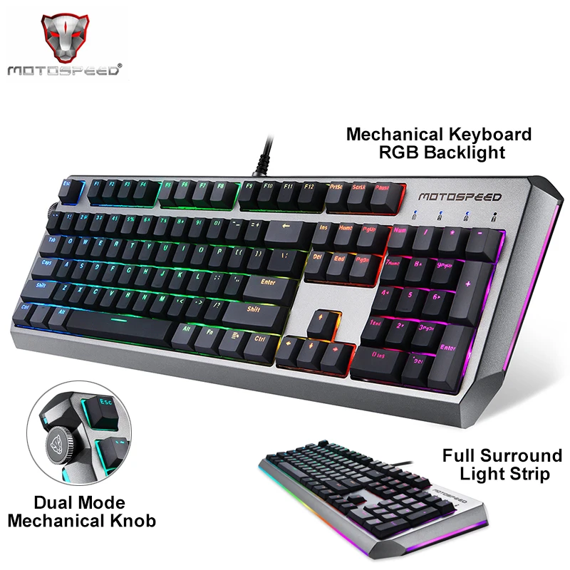MOTOSPEED CK80 Механическая игровая клавиатура RGB USB Проводная профессиональная клавиатура с подсветкой антипривидная для настольного ПК геймера