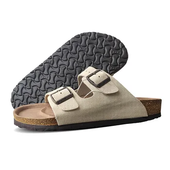 

Beige BIRKENSTOCK Arizona Beach Cork Slipper Flip Flops Men's Lazy Shoes Women Sandals Super Light Fashion style