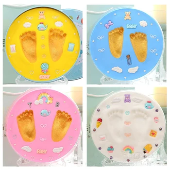 

18PCS/Set Baby 0-3M Handprint Souvenirs Safe Non-Toxic Infant Soft Easy Make Clay Hand&FootPrint Set Newborn Keepsake Inkpad Ink
