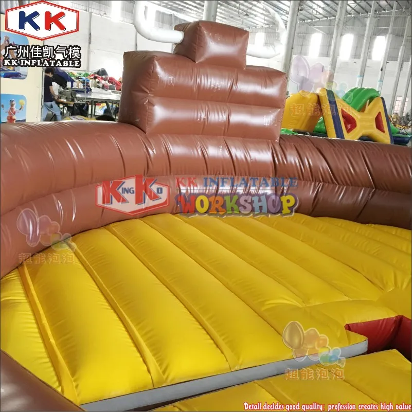 US $3.660.00 Mechanical Bull Riding with Inflatable Bed Bull Rodeo Machine Inflatable Bucking Bronco Game