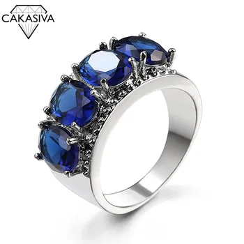 

925 Silver 4 Large Gemstone Irregular Personality Designer Ring for Women AAAA CZ Zircon Ring Jewelry Wedding Party Jewelry