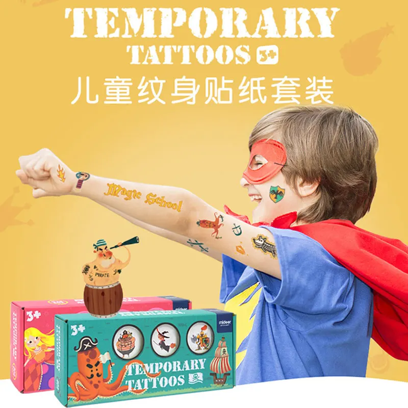 tattoo stickers child kid Temporary Tattoos Cartoon Pirate witch Fake Tattoo Sticker Waterproof Tatto Art Tatoo Hand Arm For Boy dog coffee set dress up ear headband kids suit case animal tail gloves fabric cosplay tutu skirt fake nose child role outfits