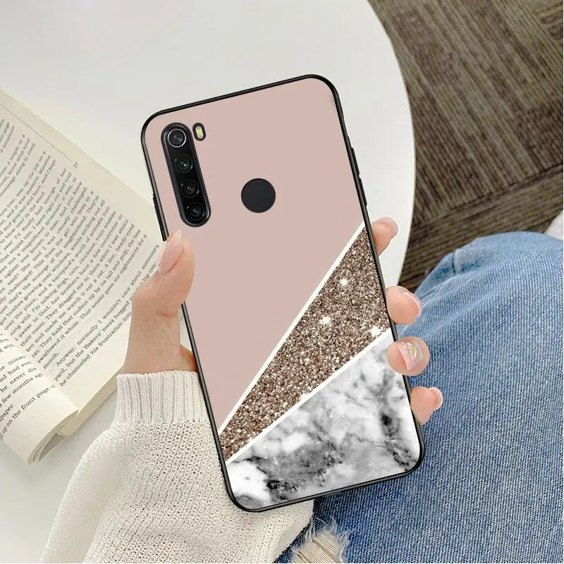 Gold Pink rose Glitter print