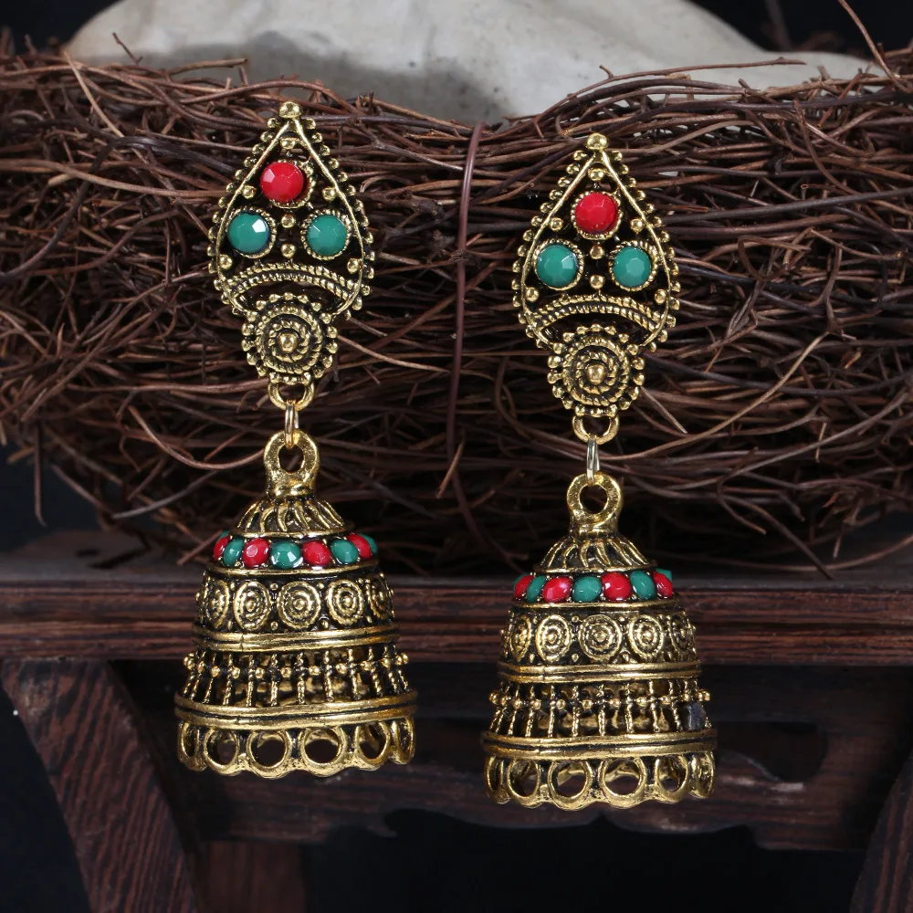 Винтажная Этническая бижутерия маленькая индийская Jhumka колокольчик серьги под