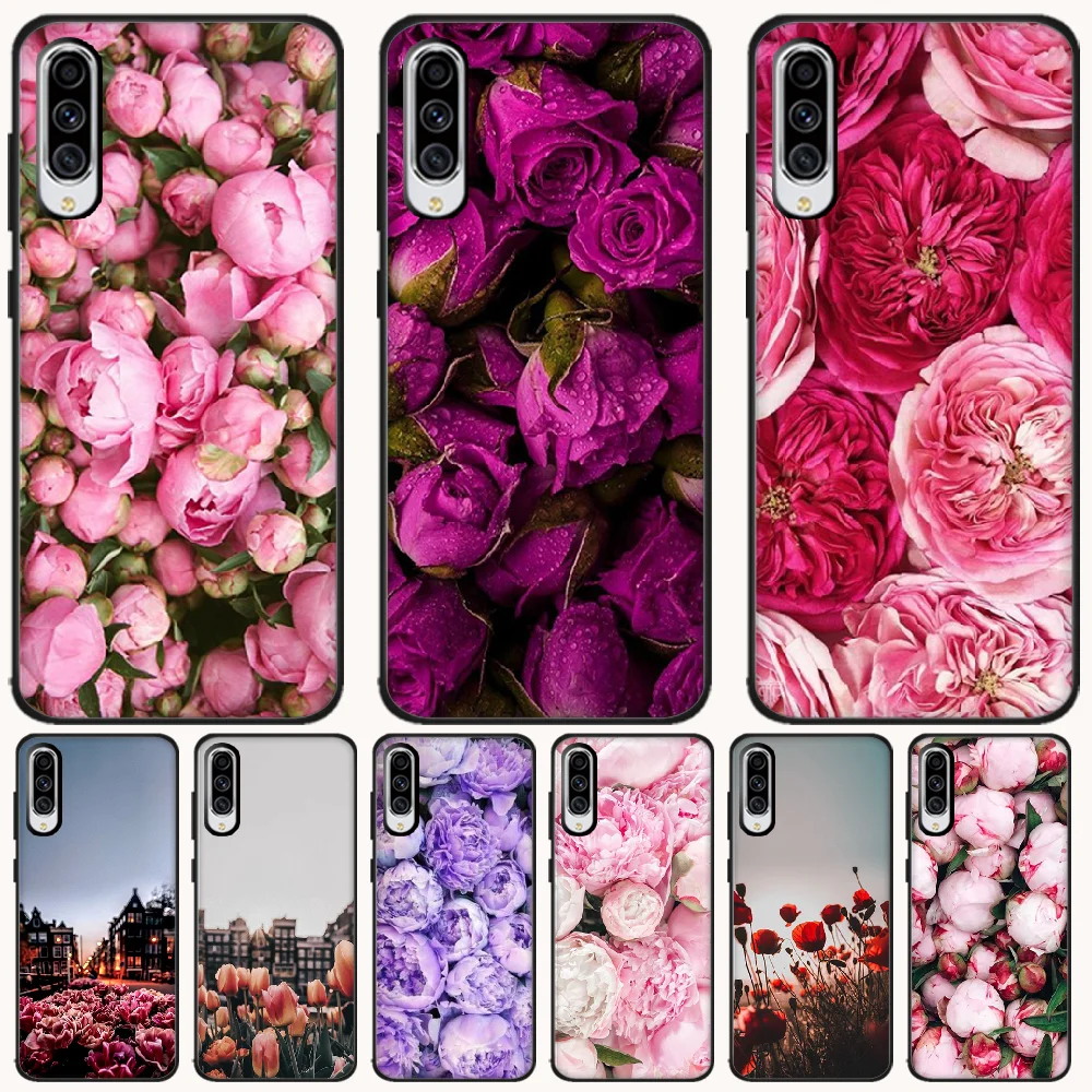 ByLoving пионы красивый цветок черный ТПУ мягкий чехол для телефона Samsung A10 20 30 40 50 70 10S
