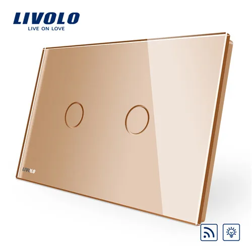 Livolo AU/US стандартный переключатель, слоновая кость 4 цвета Хрустальная стеклянная панель, 110~ 250 В/50~ 60 Гц Беспроводной Диммер дистанционный светильник - Цвет: Gold
