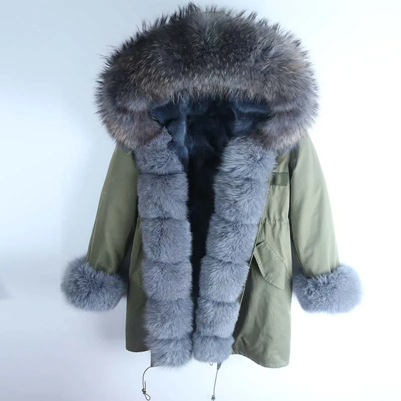 fox fur Водонепроницаемая парка зимняя куртка для женщин из натурального меха лисы пальто с подкладкой большой натуральный мех енота капюшон толстые теплые длинные парки уличная Новинка - Цвет: fox fur