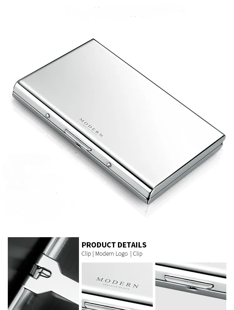 Modern- Brand Stainless Steel Card Holder Wallet Coin Purse Credit Card Organizer RFID Blocking