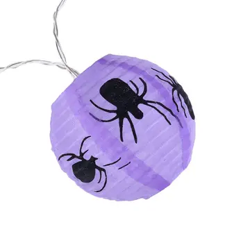 

10 LED Halloween Glowing Lantern Retractable Hand-held Purple Spider Lantern Ghost Festival Scene Arrangement Decorative Light S