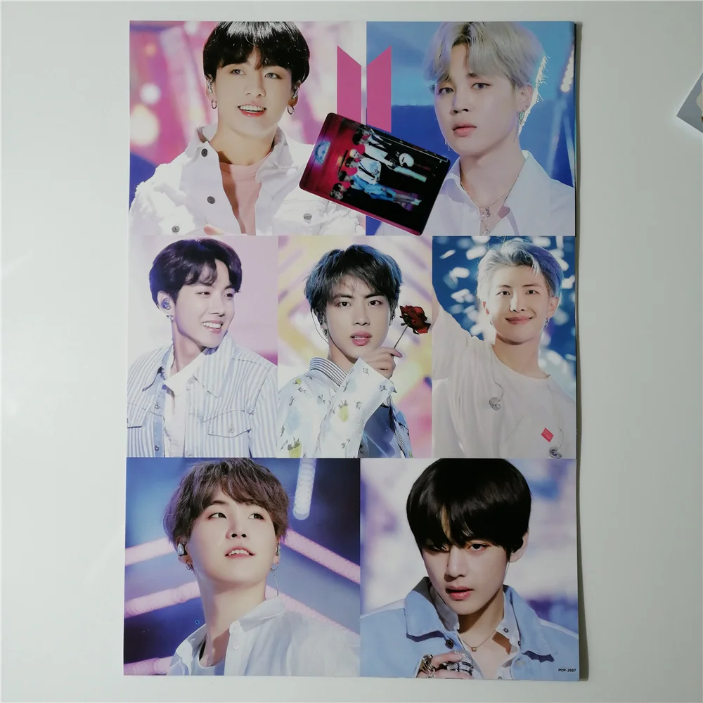 8*(42x29 см) Bangtan мальчики вокруг плакатов наклейки на стену подарок KPOP дропшиппинг плакаты Jung Kook V SUGA JIMIN RM JIN