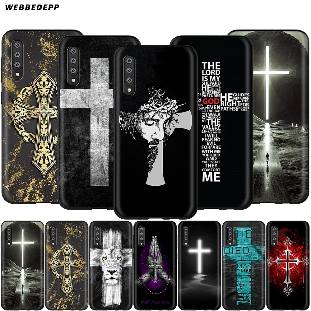 

Webbedepp Jesus Cross Case for Samsung Galaxy S7 S8 S9 S10 Plus Edge Note 10 8 9 A10 A20 A30 A40 A50 A60 A70