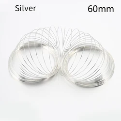 Gold Steel Memory Wire for Jewelry Making - 100 Loops Bracelet and Necklace Set (Silver 60mm)