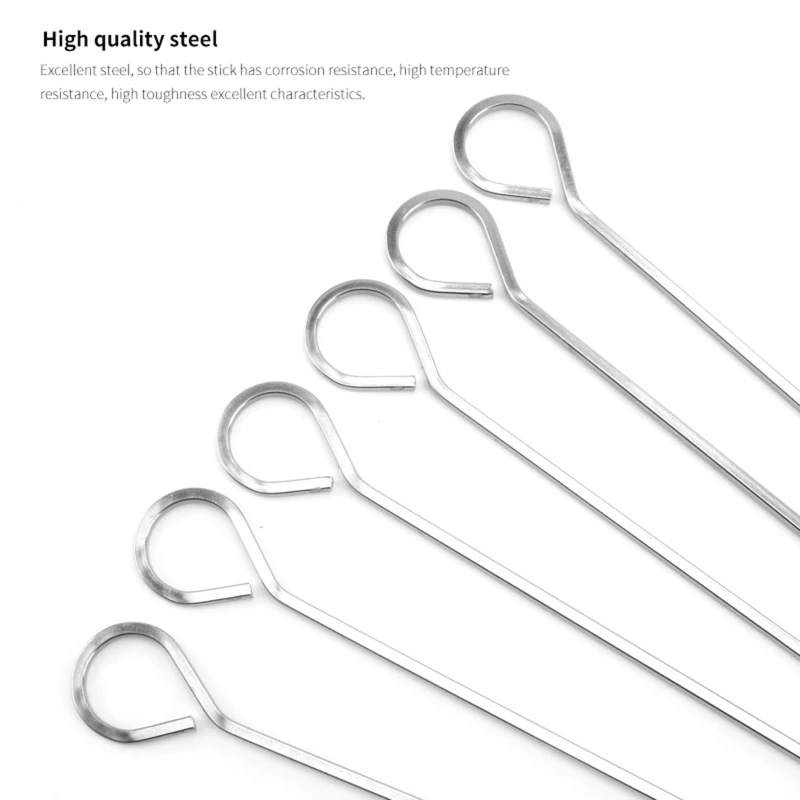 6-piece Set Of Stainless Steel Barbecue Rods For Outdoor Picnics Reusable And Easy-to-clean Barbecue Supplies