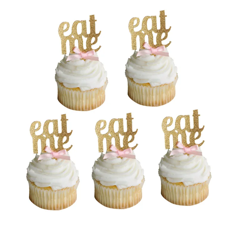 Beat Me Cupcake Toppers с розовыми бантами золотые украшения для первого дня рождения