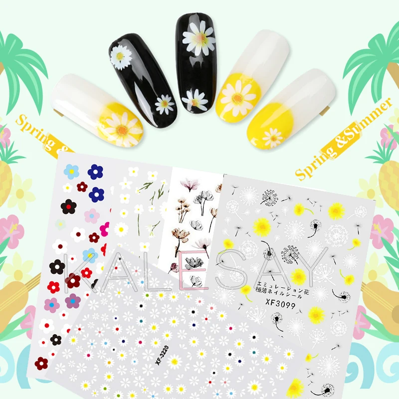 

DIY Daisy Nail Sticker for Design Decoration Mum Fashion Flower Nail Art Decals Adhesive Sticker for Manicure Wraps Accessories