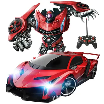 

Remote Contro RC Car Deformation Car Robot A Key with The Lights Automatic Demonstration Charging Electric Toy Car