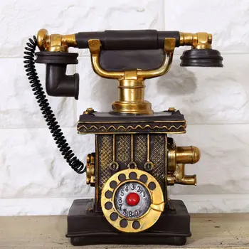 

3 Colors Antique Retro Phone Piggy Bank Booth Call Telephone Model Figurine Home Decor