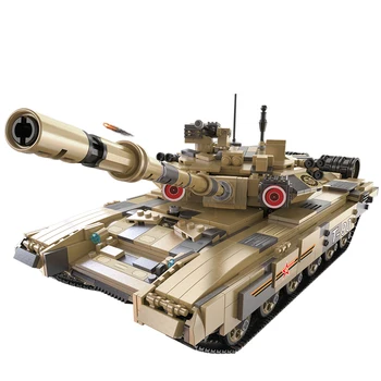 

1722Pcs 1:10 Tank Assembly Building Block DIY Small Particles Construction Vehicle Toy Gift For Birthday - Static Version