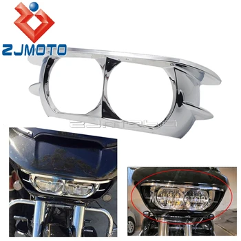 

Motorbike Twim Headlight Bezel Cover For Harley CVO Road Glide Ultra Special FLTRU FLTRX ABS Chrome Head Lights Trim Guards