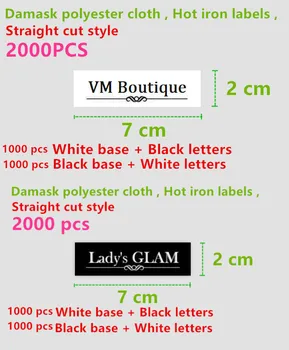 

4000pcs , 2 * 7 cm Custom Hot iron on cloth label Straight cut tags hot melt glue