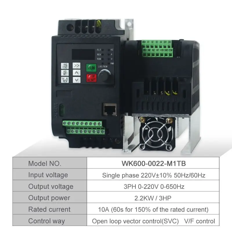 WK600 Векторный Преобразователь частоты 0.75kw/1.5kw/2.2kw однофазный 220V до Трехфазный 220V инвертор переменной частоты - Цвет: 2.2kw